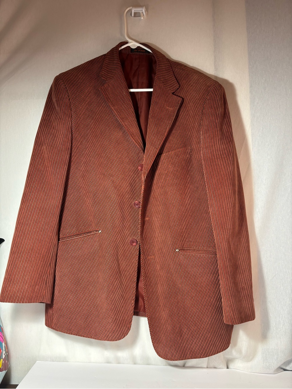 Men's Rust Corduroy Blazer - Classic Single-Breasted Jacket Med.-Large